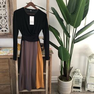 NWT Zara Maxi Color Block Wrap Dress